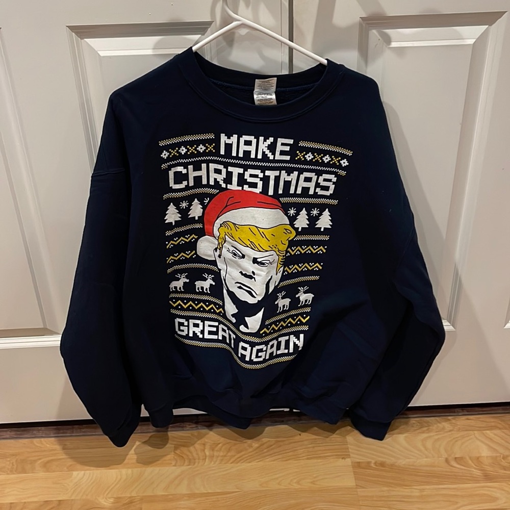 Make Christmas Great Again Men’s Navy Blue Novelty Sweatshirt - XL
